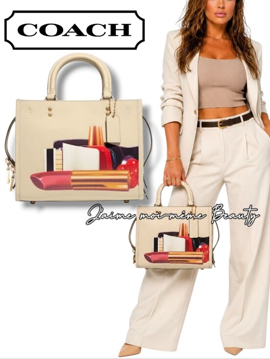 Coach Handbags - RETAIL Coach Cream Smooth Leather Rogue 25 X Tom Wesselmann  Cosmetics Print